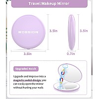 Wobsion Travel Makeup Mirror With Light 1X10X Compact Magnifying Mirrorhandheld 2Sided Pocket Mirrorled Small Mirror For Pu