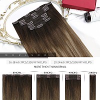 Moresoo Clip In Hair Extensions Balayage Dark Brown To Dark Ash Blonde With Dark Blonde Ombre Hair Extensions Clip Ins Real Huma