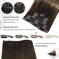 Moresoo Clip In Hair Extensions Real Human Hair Balayage Dark Brown To Dark Ash Blonde With Dark Blonde Hair Extensions Clip In