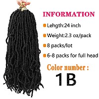 Soft Locs Crochet Hair 24 Inch 8 Packs Blcak Faux Locs Crochet Hair Butterfly Locs Pre Looped Braids Synthetic Crochet Hair For