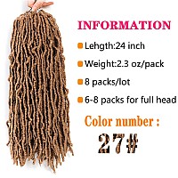 Soft Locs Crochet Hair 24 Inch 8 Packs Faux Locs Crochet Hair Butterfly Locs Pre Looped Braids Synthetic Crochet Hair For Women