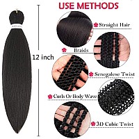 Alrence Pre Stretched Braiding Hair Long Braid 12 Inch 8 Packs Professional Braiding Hair Extensions Synthetic Crochet Twist Bra