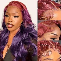 Colorful Bird Pink To Purple Lace Front Wig Human Hair Body Wave Glueless 13X4 Hd Lace Ombre Purple Lace Frontal Wig With Baby H