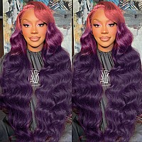 Colorful Bird Pink To Purple Lace Front Wig Human Hair Body Wave Glueless 13X4 Hd Lace Ombre Purple Lace Frontal Wig With Baby H