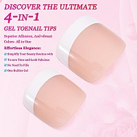 Inenk French Tips Gel X Nail Tips 240Pcs Glossy Whitedeep Bronze French Press On Toe Nail Preapplied With A Tip Primer And Ba