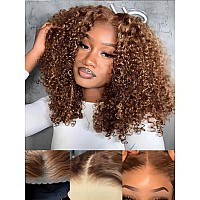 Isee Wear And Go Glueless Wig Honey Blonde Afro Kinky Curly Lace Front Wigs Human Hair 6X4 Hd Lace Wigs For Women Pre Cut Gluele