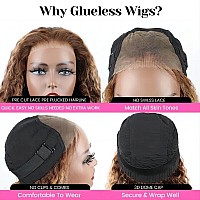 Isee Wear And Go Glueless Wig Honey Blonde Afro Kinky Curly Lace Front Wigs Human Hair 6X4 Hd Lace Wigs For Women Pre Cut Gluele