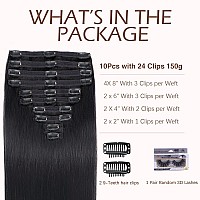 Straight Human Hair Clip In Hair Extensions For Black Women 100 Unprocessed Full Head Brazilian Virgin Hair Natural Black Color