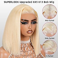 Superlook 65 Blonde 613 Bob Wig Human Hair Wear And Go Glueless Wigs Pre Cut 210 Density 613 Lace Front Wig Human Hair 613 Cl