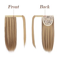 Feshfen Straight Ponytail Extension 16 Inch Natural Long Ponytails Wrap Around Clip In Pony Tail Hair Piece Synthetic Hairpieces