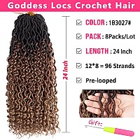 Ruiyok 8 Packs Goddess Locs Crochet Hair 24 Inch Curly Faux Locs Crochet Hair For Black Women Prelooped River Locs Crochet Hair