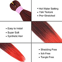 Aqinbel Braiding Hair Pre Stretched Ombre Red Braiding Hair 8 Piecespack 26 Inches Hair For Braiding Itch Free Synthetic Hair B