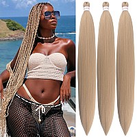 Gozill Ash Blonde Braiding Hair Pre Stretched Kanekalon Braiding Hair Extension 30 Inch Synthetic Fake Hair For Braiding