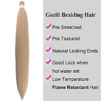 Gozill Ash Blonde Braiding Hair Pre Stretched Kanekalon Braiding Hair Extension 30 Inch Synthetic Fake Hair For Braiding