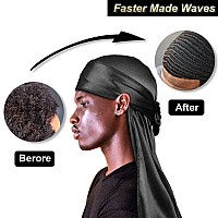 Be Bigeddie 12Pcs Durag Pack Silky Durags Long Tail Silk Durag For Men Women Waves Satin Du Rag Wide Strapsgray