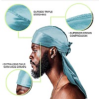 Be Bigeddie 12Pcs Durag Pack Silky Durags Long Tail Silk Durag For Men Women Waves Satin Du Rag Wide Strapsgray