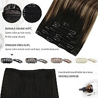 Moresoo Clip In Hair Extensions Real Human Hair Balayage Double Weft Clip In Extensions Human Hair Ombre Black To Brown Mixed Wi