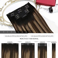 Moresoo Clip In Hair Extensions Real Human Hair Balayage Double Weft Clip In Extensions Human Hair Ombre Black To Brown Mixed Wi