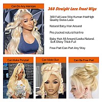 Alielaine 360 Lace Front Wigs Human Hair 613 Long Lace Front Wig Human Hair Straight Full Lace Human Hair Wigs 200 Density Hd La