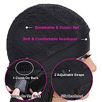 Gt Wig 70S Afro Headband Wigs For Black Women 8Inch Short Afro Puff Wig Wear And Go Glueless Wigs For Daily Party Use 1B