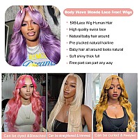 Shengcai 613 Lace Front Wig Human Hair Body Wave 613 5X5 Hd Lace Closure Wig Wear And Go Glueless Wig 200 Density Blonde Lace Fr