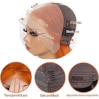 250 Density Ginger Bob Wigs Human Hair 10 Inch 13X4 Orange Lace Front Wig Human Hair Glueless Ginger Wig Human Hair 350 Straig