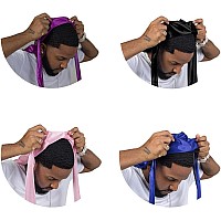 4Pcs Silky Durags For Men Women 360 Waves With 1 Wave Cap Silky Satin Durag Extra Long Tails