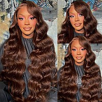 Chocolate Brown Lace Front Wig Human Hair For Women 13X4 Hd Transparent Lace Brown Human Hair Wig Pre Plucked With Baby Hair 180