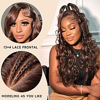 Chocolate Brown Lace Front Wig Human Hair For Women 13X4 Hd Transparent Lace Brown Human Hair Wig Pre Plucked With Baby Hair 180