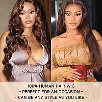 Chocolate Brown Lace Front Wig Human Hair For Women 13X4 Hd Transparent Lace Brown Human Hair Wig Pre Plucked With Baby Hair 180