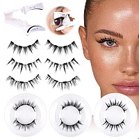 Wiwoseo Magnetic Eyelashes Reusable Dual Magnetic Lashes Without Eyeliner Natural Look Magnetic Eyelashes With Applicator Clear