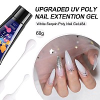 Mobray Poly Nail Gel 60G White Glitter Poly Extension Nail Gel For Thickening Nail Beauty Trendy Acrylic Gel Manicure Professi