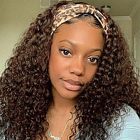 Aiterina Headband Wig Human Hair Headband Wig Deep Wave Human Hair Wigs For Black Women Glueless Human Hair Wigs Machine Made 15