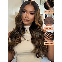 Yiroo Bye Bye Knots Pre Everyting Glueless Wigs Highlight Balayage Brown Body Wave Put On And Go 7X5 Pre Cut Lace Front Wig Invi