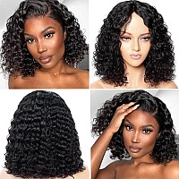 Esiwonhair Brazilian Short Curly Bob Lace Front Wig Deep Wave For Black Women Human Hair Glueless 4X4 Lace Closure Wigs Pre Pluc