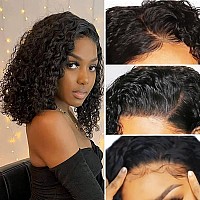 Esiwonhair Brazilian Short Curly Bob Lace Front Wig Deep Wave For Black Women Human Hair Glueless 4X4 Lace Closure Wigs Pre Pluc