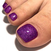 Glitter Purple Square Press On Toenails Short Sparkling Fake Toenails Acrylic Toe Nails Natural Artificial Bling Toenails For Wo