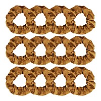 Jaciya 12 Packs Brown Hair Scrunchies Satin Scrunchy Elastic Band Hair Bobbles Scrunchies Hair Ties Ponytail Holder Hair Accesso