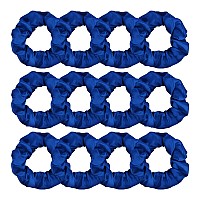 Jaciya 12 Packs Navy Blue Hair Scrunchies Satin Scrunchy Elastic Band Hair Bobbles Scrunchies Hair Ties Ponytail Holder Hair Acc