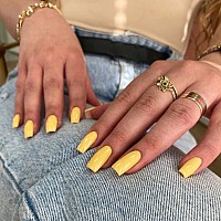 Yellow Press On Nails Long Square Kxamelie Medium Coffin Nails Press Ons Long Glue On Nails Natural Thick Fake Long Nails Acryl