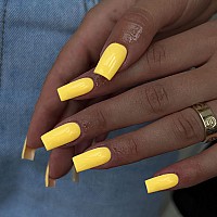 Yellow Press On Nails Long Square Kxamelie Medium Coffin Nails Press Ons Long Glue On Nails Natural Thick Fake Long Nails Acryl