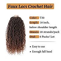 Forevery Faux Locs Crochet Hair 16 Inch Goddess Locs Crochet Hair 6Packs Prelooped Crochet Hair For Black Women Boho Crochet Loc