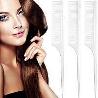 Leinuosen 3 Pack Carbon Fiber Heat Resistant Antistatic Combs For Backcombing Root Teasing And Volume White