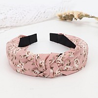 Dreshow Headbands For Women And Girls Flower Printed Knotted Plastic Head Band Fashion Boho Wide Hairbands Non Slip Hair Accesso