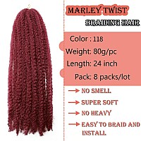 8 Packs Marley Twist Braiding Hair 24 Inches Marleytwist Hair Red Cuban Twist Hair Marley Afro Kinky Curly Twist Faux Locs Croch