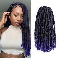 Isweet Butterfly Locs Crochet Hair 8 Packs 96 Strands 18 Inch 1Bpurple Short Soft Handmade Distressed Synthetic Braids Pre Lo