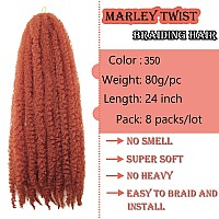 8 Packs Marley Twist Braiding Hair 24 Inches Marleytwist Hair Ginger Cuban Twist Hair Marley Afro Kinky Curly Twist Faux Locs Cr