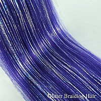 Gozill Purple Braiding Hair Pre Stretched Sparkle Tinsel Prestretched Braiding Hair