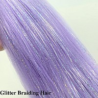 Gozill Braiding Hair Pre Stretched Lavender Sparkle Tinsel Prestretched Braiding Hair Kanekalon Ez Braid Braiding Hair 26 Inch