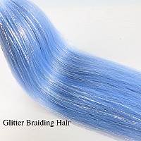 Gozill Sky Blue Braiding Hair Pre Stretched Sparkle Tinsel Prestretched Braiding Hair Ez Braid Hypoallergenic Braiding Hair 26 I